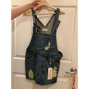 Wildfox distressed overall dress